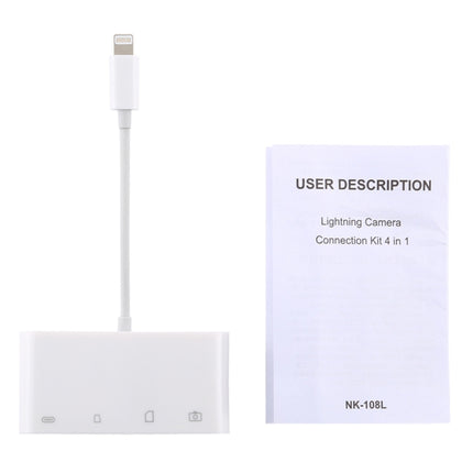 NK-108L 8 Pin to USB + TF Card + SD Card Camera Reader Adapter, Compatible with IOS 9.1 and Above Systems-garmade.com