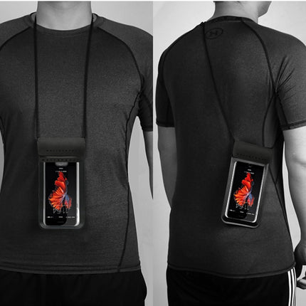 Outdoor Diving Swimming Mobile Phone Touch Screen Waterproof Bag for Below 5 Inch Mobile Phone (Black)-garmade.com