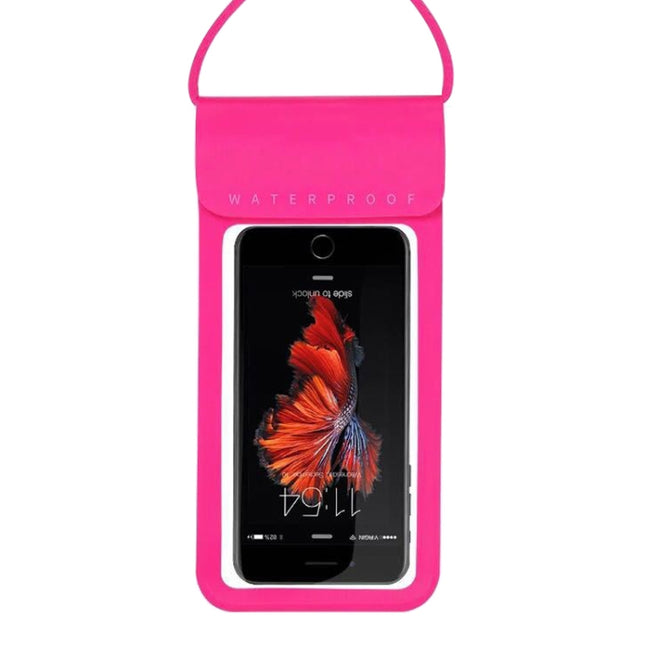 Outdoor Diving Swimming Mobile Phone Touch Screen Waterproof Bag for Below 5 Inch Mobile Phone (Rose Red)-garmade.com