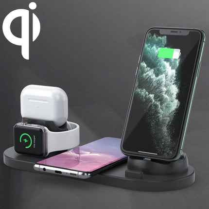 6 in 1 10W Qi Standard Wireless Charger Stand (Black)-garmade.com