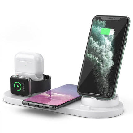 6 in 1 10W Qi Standard Wireless Charger Stand (White)-garmade.com