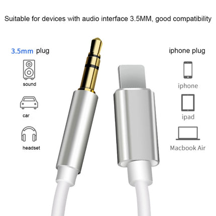 8 Pin to 3.5mm AUX Audio Adapter Cable, Length: 1m (White)-garmade.com