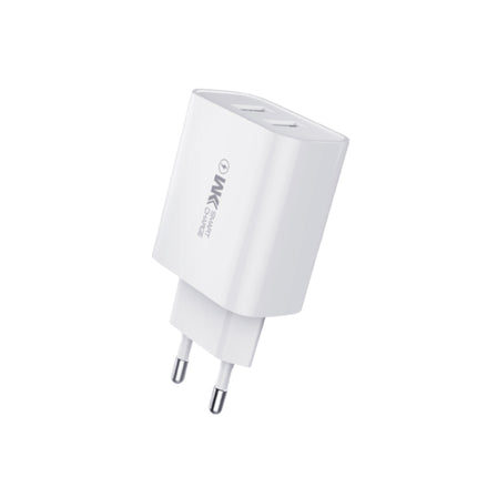 WK WP-U51 2.1A Speed Dual USB Travel Charger Power Adapter, EU Plug (White)-garmade.com