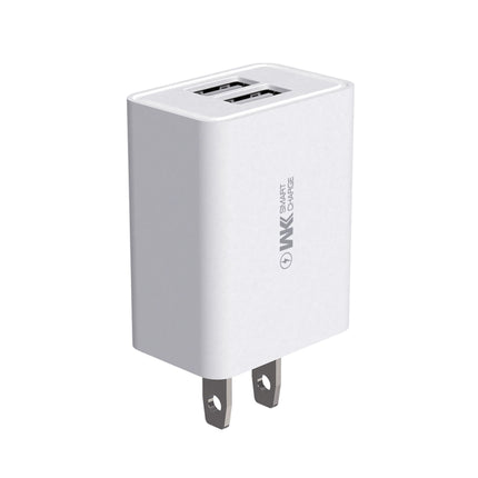 WK WP-U56 2A Dual USB Fast Charging Travel Charger Power Adapter, US Plug (White)-garmade.com