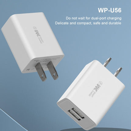 WK WP-U56 2A Dual USB Fast Charging Travel Charger Power Adapter, US Plug (White)-garmade.com