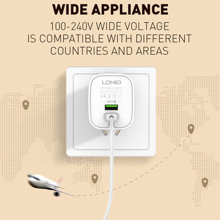 LDNIO A201 2.4A Dual USB Charging Head Travel Direct Charge Mobile Phone Adapter Charger With 8 Pin Data Cable(EU Plug)-garmade.com