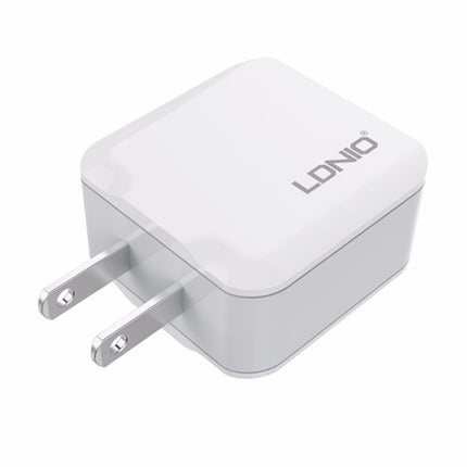 LDNIO A2201 2.4A Dual USB Charging Head Travel Direct Charge Mobile Phone Adapter Charger With Micro Data Cable (US Plug)-garmade.com