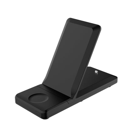 H6 3 in 1 Portable Folding Wireless Charger for iPhone + iWatch + AirPods(Black)-garmade.com