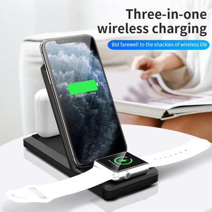 H6 3 in 1 Portable Folding Wireless Charger for iPhone + iWatch + AirPods(Black)-garmade.com