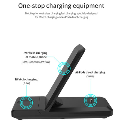 H6 3 in 1 Portable Folding Wireless Charger for iPhone + iWatch + AirPods(Black)-garmade.com
