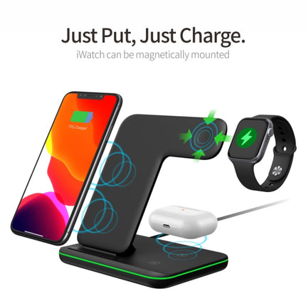 Z5A QI Vertical Magnetic Wireless Charger for Mobile Phones & Apple Watches & AirPods / Samsung Galaxy Buds / Huawei Free Buds, with Touch Ring Light (Black)-garmade.com