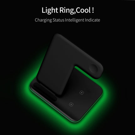 Z5A QI Vertical Magnetic Wireless Charger for Mobile Phones & Apple Watches & AirPods / Samsung Galaxy Buds / Huawei Free Buds, with Touch Ring Light (White)-garmade.com