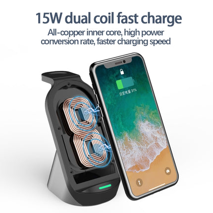 H18 3 in 1 Quick Wireless Charger for iPhone, Apple Watch, AirPods and other Android Smart Phones(Black)-garmade.com