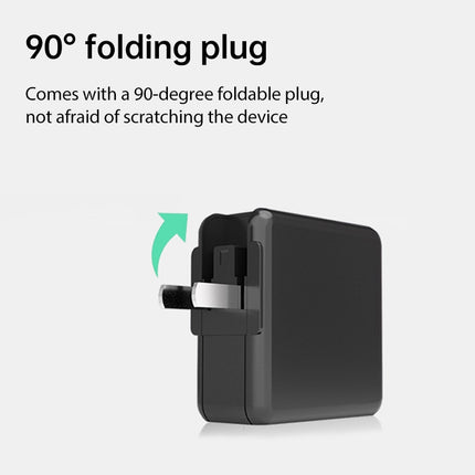 65W USB Ports x 1 + Type-C Port x 2 GaN Portable Mini Fast Charger Travel Charger with UK & US & EU Plug Set (Black)-garmade.com