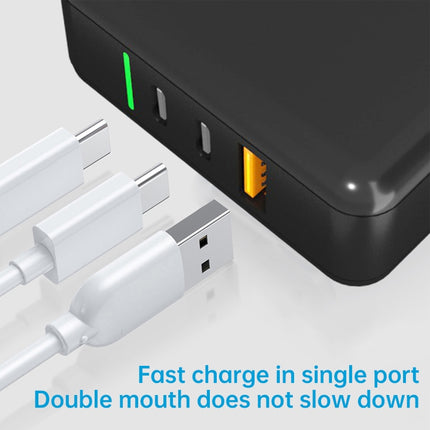 65W USB Ports x 1 + Type-C Port x 2 GaN Portable Mini Fast Charger Travel Charger with UK & US & EU Plug Set (White)-garmade.com
