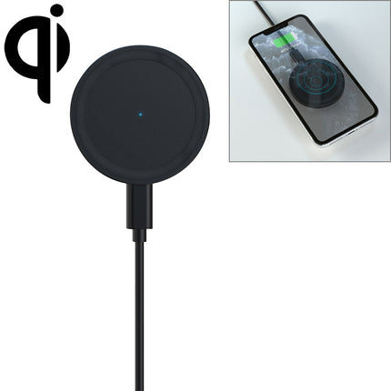 JJT-963 15W QI Standard Round Magsafe Wireless Fast Charge Charger(Black)-garmade.com