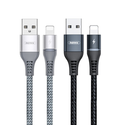 REMAX RC-152I 1m 2.4A USB to 8 Pin Colorful Breathing Data Cable(Black)-garmade.com