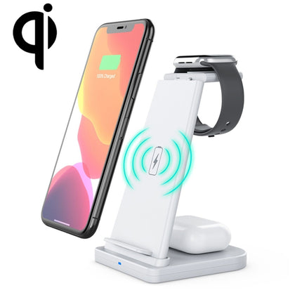 HQ-UD21 3 in 1 Folding Mobile Phone Watch Multi-Function Charging Stand Wireless Charger for iPhones & Apple Watch & Airpods (White)-garmade.com