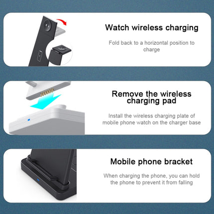 HQ-UD21 3 in 1 Folding Mobile Phone Watch Multi-Function Charging Stand Wireless Charger for iPhones & Apple Watch & Airpods (Black)-garmade.com