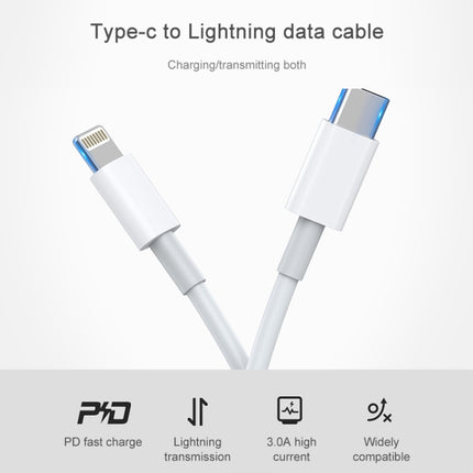 AWEI CL-68 3A Type-C / USB-C to 8 Pin PD Fast Charging Data Cable, Length: 1m(White)-garmade.com
