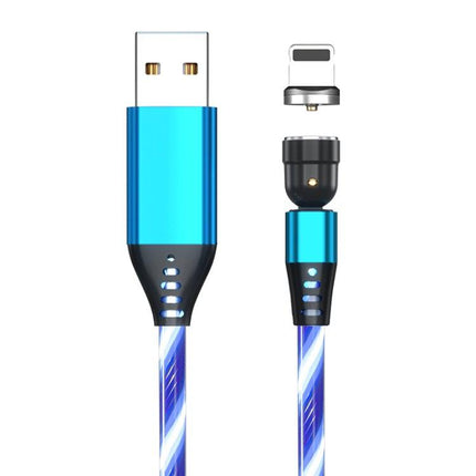 2.4A USB to 8 Pin 540 Degree Bendable Streamer Magnetic Data Cable, Cable Length: 1m(Blue)-garmade.com