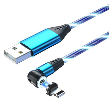 2.4A USB to 8 Pin 540 Degree Bendable Streamer Magnetic Data Cable, Cable Length: 1m(Blue)-garmade.com