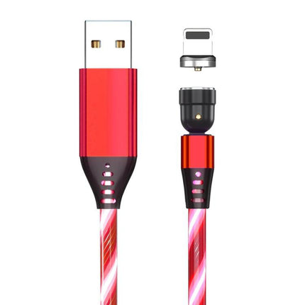 2.4A USB to 8 Pin 540 Degree Bendable Streamer Magnetic Data Cable, Cable Length: 1m(Red)-garmade.com