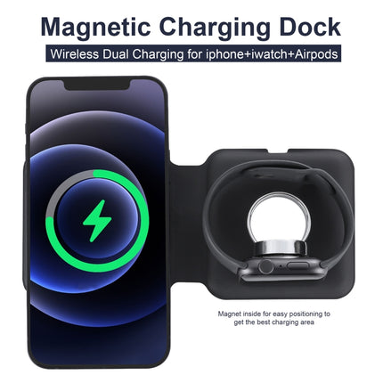 Q500 Foldable Magnetic Dual Wireless Charger for Phones / iWatch / AirPods(Black)-garmade.com