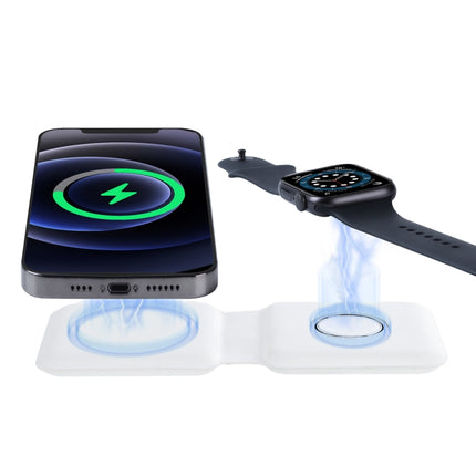 Q500 Foldable Magnetic Dual Wireless Charger for Phones / iWatch / AirPods(White)-garmade.com