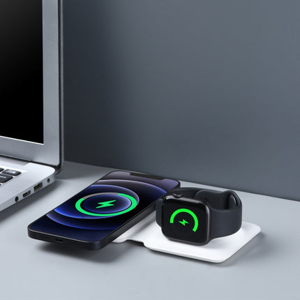 Q500 Foldable Magnetic Dual Wireless Charger for Phones / iWatch / AirPods(White)-garmade.com