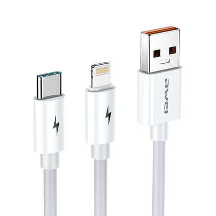 awei CL-79 2 in 1 1.2m USB to 8 Pin + USB-C / Type-C Multi Charging Cable-garmade.com