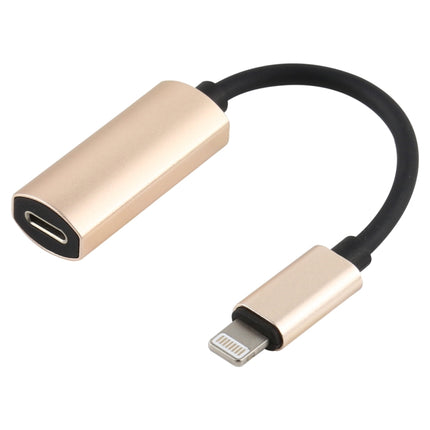 2 in 1 8 Pin Male to Dual 8 Pin Female Charging and Listening to Music Audio Earphone Adapter, Compatible with All IOS Systems(Gold)-garmade.com