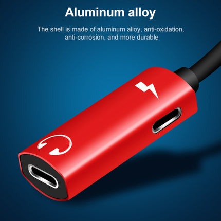 2 in 1 8 Pin Male to Dual 8 Pin Female Charging and Listening to Music Audio Earphone Adapter, Compatible with All IOS Systems(Red)-garmade.com