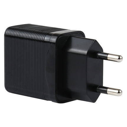 LZ-728 2 in 1 18W QC 3.0 USB Interface Travel Charger + USB to 8 Pin Data Cable Set, EU Plug, Cable Length: 1m(Black)-garmade.com