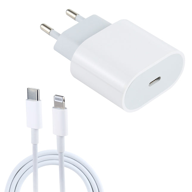 L-012 2 in 1 20W PD USB-C / Type-C Interface Travel Charger + USB-C / Type-C to 8 Pin Data Cable Set, EU Plug-garmade.com