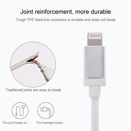 1m Net Style Metal Head 8 Pin to USB Data / Charger Cable(Black)-garmade.com
