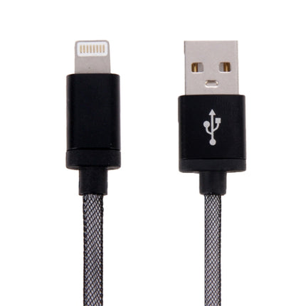 1m Net Style Metal Head 8 Pin to USB Data / Charger Cable(Black)-garmade.com