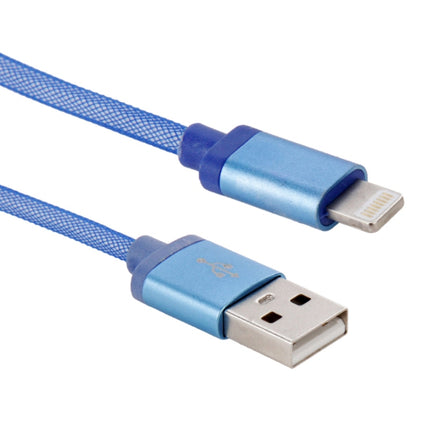 1m Net Style Metal Head 8 Pin to USB Data / Charger Cable(Blue)-garmade.com