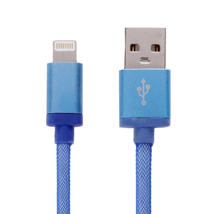 1m Net Style Metal Head 8 Pin to USB Data / Charger Cable(Blue)-garmade.com