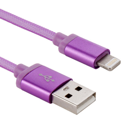 1m Net Style Metal Head 8 Pin to USB Data / Charger Cable(Purple)-garmade.com