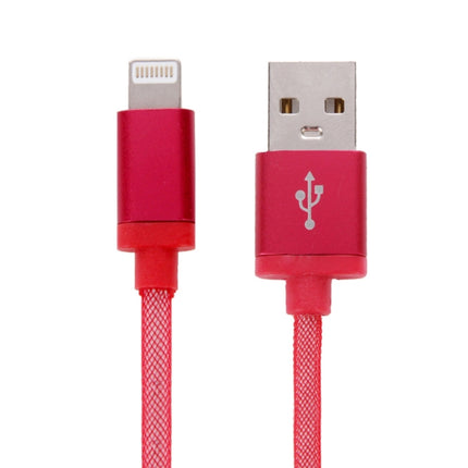 1m Net Style Metal Head 8 Pin to USB Data / Charger Cable(Red)-garmade.com