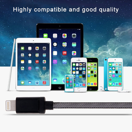 1m Net Style Metal Head 8 Pin to USB Data / Charger Cable(White)-garmade.com