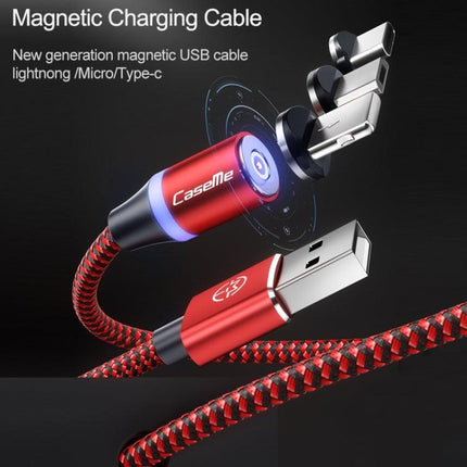 CaseMe Series 2 USB to 8 Pin Magnetic Charging Cable, Length: 1m (Red)-garmade.com