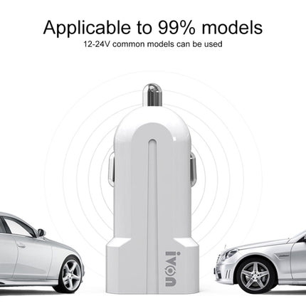 IVON CC13 QC 3.0 Fast Charging Car Charger Set with Micro USB Charging Cable (White)-garmade.com