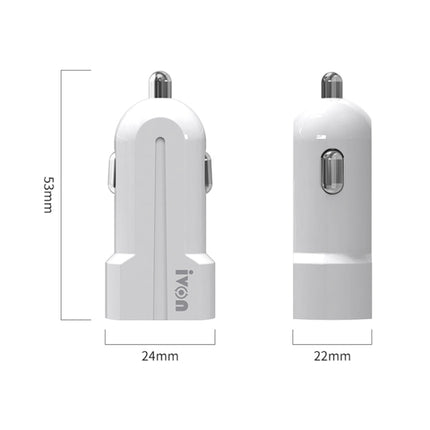 IVON CC13 QC 3.0 Fast Charging Car Charger Set with Type-C / USB-C Charging Cable (White)-garmade.com
