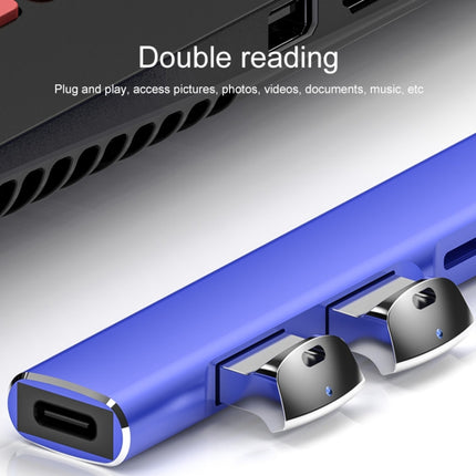 4 in 1 8 Pin/USB to Type-C / 2个USB / 8 Pin Ports Multifunctional Docking Station HUB (Blue)-garmade.com