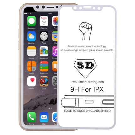 For iPhone X 0.3mm 9H Surface Hardness 4D Curved Full Screen Tempered Glass Screen Protector (White)-garmade.com