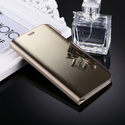 For iPhone X / XS Electroplating Mirror Horizontal Flip Leather Case with Holder (Gold)-garmade.com