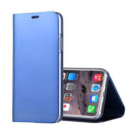 For iPhone X / XS Electroplating Mirror Horizontal Flip Leather Case with Holder (Blue)-garmade.com