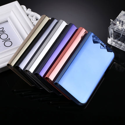 For iPhone X / XS Electroplating Mirror Horizontal Flip Leather Case with Holder (Purple)-garmade.com